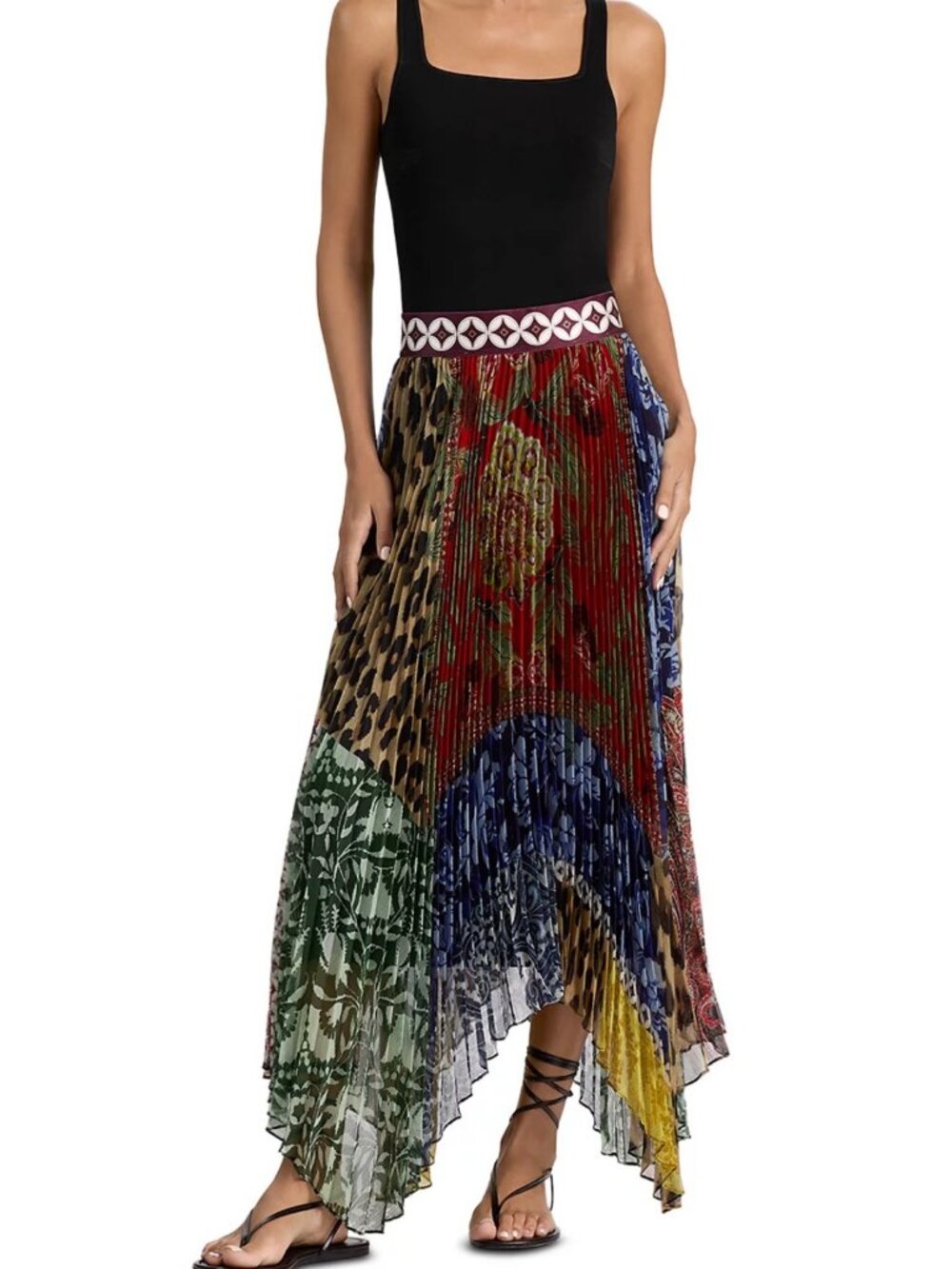 Alice and Olivia Katz Handkerchief Hem Midi Skirt
